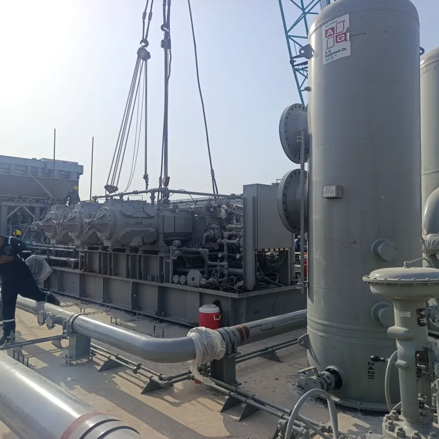 Compressor package installation with suction scrubbers and process piping