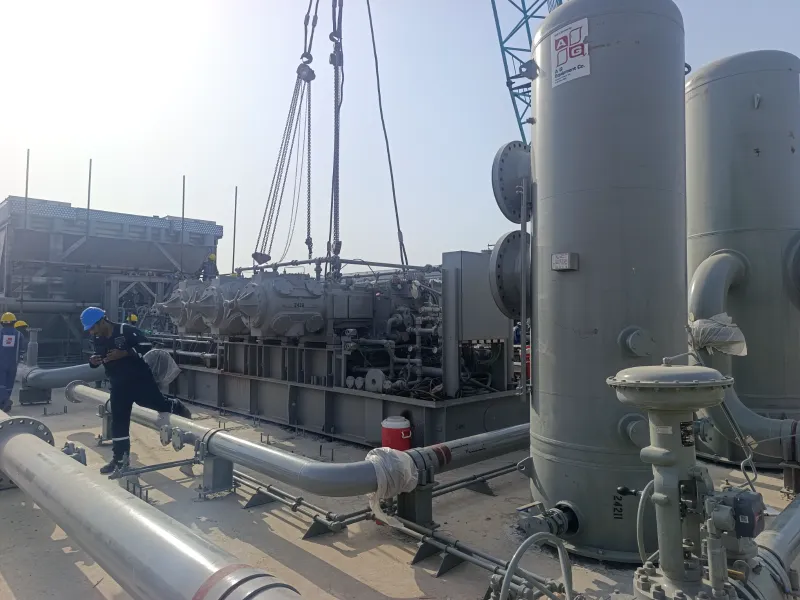Compressor package with A G Equipment suction scrubbers and process piping