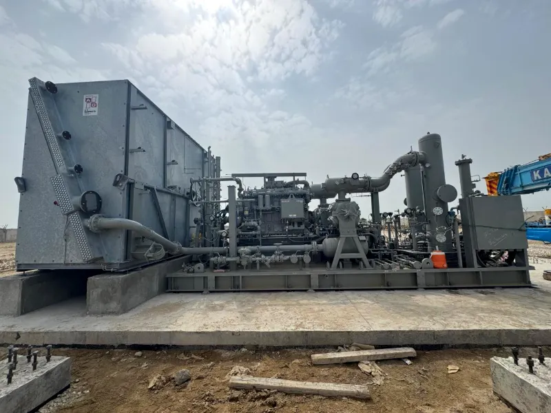 A G Equipment compressor package and air cooler on site